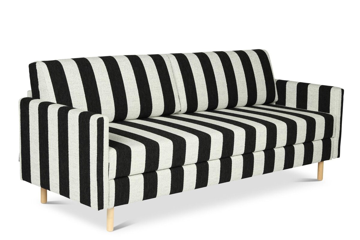 Nadal_vuodesohva_murustripe3 Nadal-vuodesohva on modernisti muotoiltu, ajattoman elegantti sohva, joka kätkee sisäänsä älykkään arjen funktionaalisuuden. Nadal-vuodesohva on verhoiltu Lauritzonin raikkaan raidallisella Muru Stripe -kankaalla, joka on helppohoitoinen ja vesipestävä Easycare-kangas.